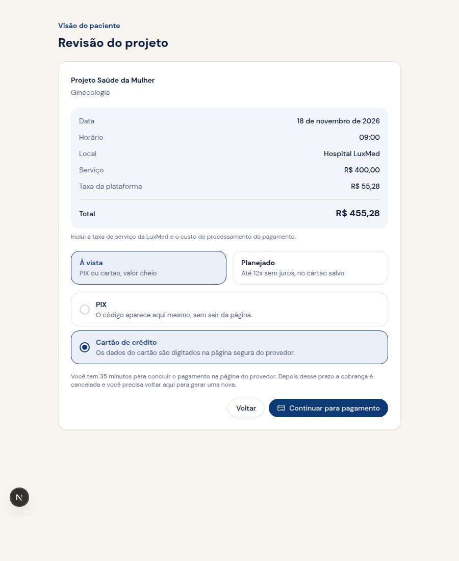 Checkout de projeto à vista com taxa da plataforma